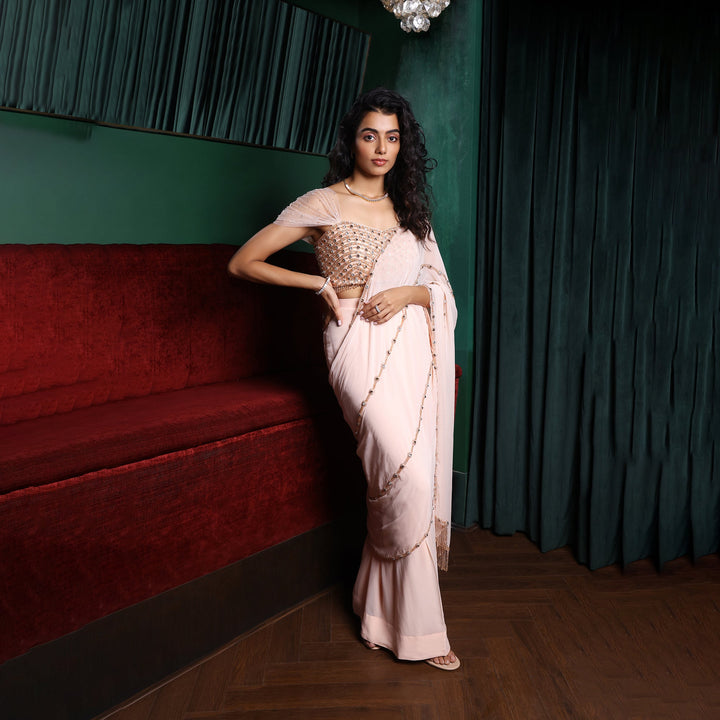 Pre-draped Georgette saree